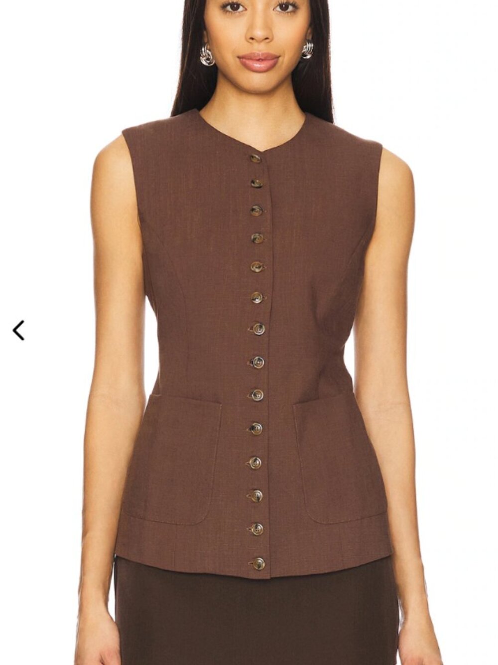 Heartloom Josette Vest Dark Brown Linen